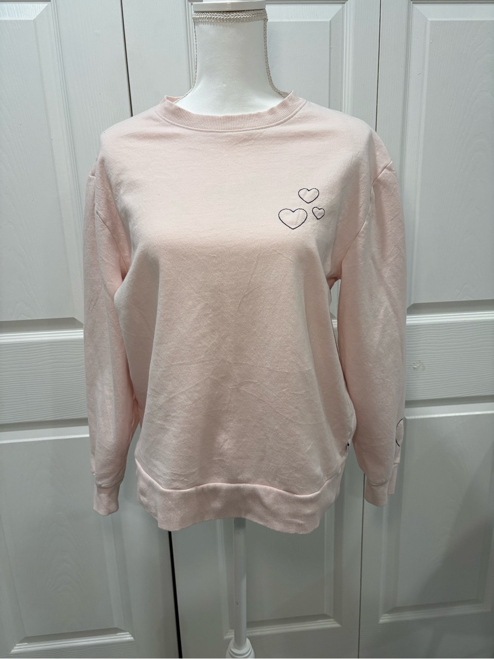 Balance Collection Pale Pink Crewneck Sweatshirt with Subtle Heart Detail